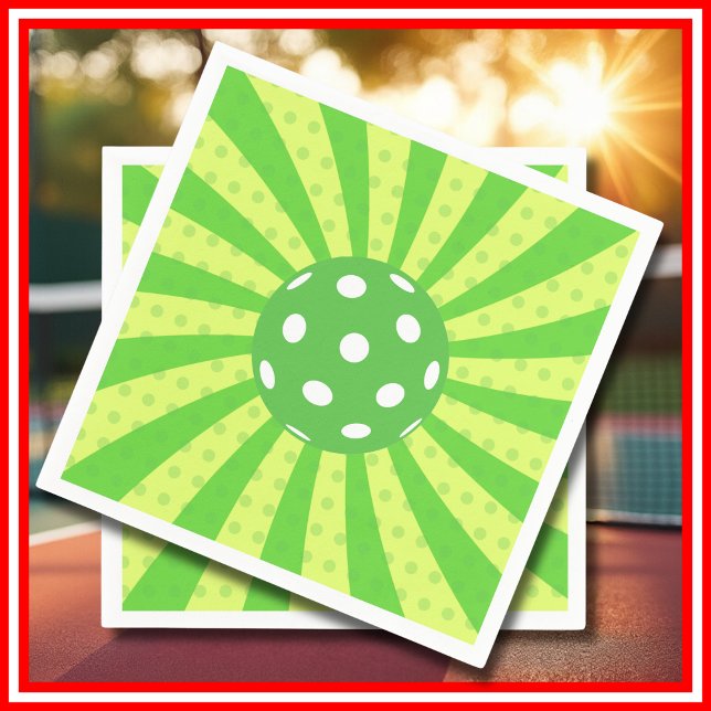 Pickleball Birthday Green RETRO Stripes Sports Napkins (Pickleball Birthday Green RETRO Stripes Sports Napkins)