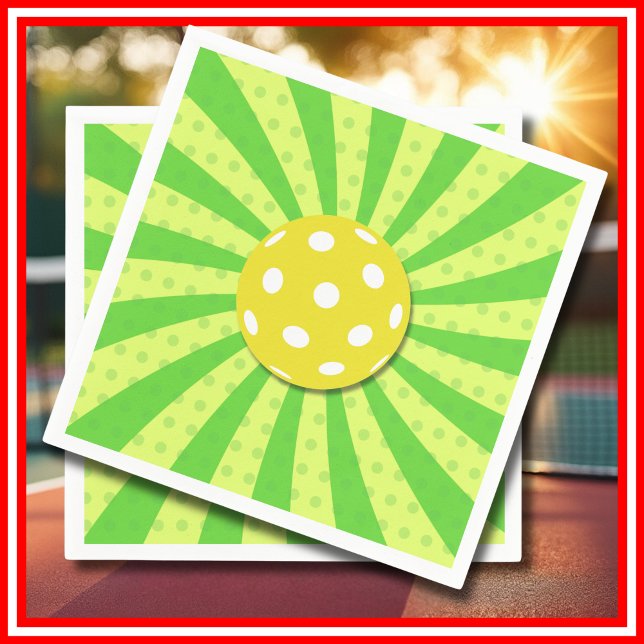 Pickleball Birthday Green RETRO Stripes Sports Napkins (Pickleball Birthday Green RETRO Stripes Sports Napkins)