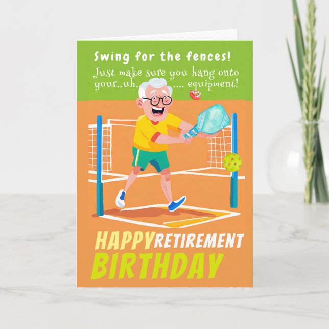 Pickleball Birthday Happy Retirement Greetings Card (Front)