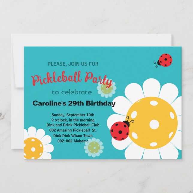 Pickleball Birthday invitation + RSVP Invitation (Front)