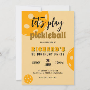 Pickleball Birthday Orange Pickleball Sports Party Invitation