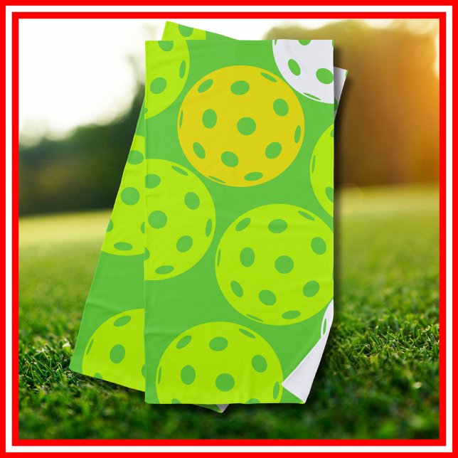 Pickleball Birthday Party Cute Green Sports Beach Towel (Creator Uploaded)