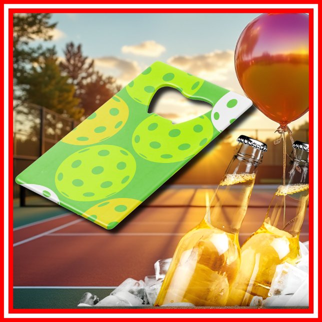 Pickleball Birthday Party Cute Green Sports Credit Card Bottle Opener (Creator Uploaded)