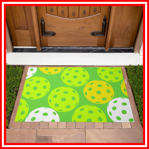 Pickleball Birthday Party Cute Green Sports Doormat