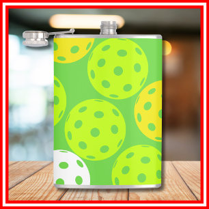 Pickleball Birthday Party Cute Green Sports Flask