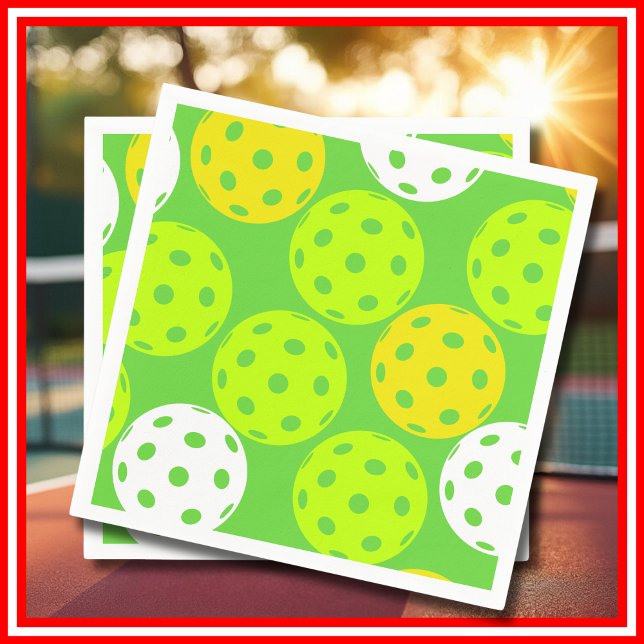 Pickleball Birthday Party Cute Green Sports Napkins (Pickleball Birthday Party Cute Green Sports Napkins)