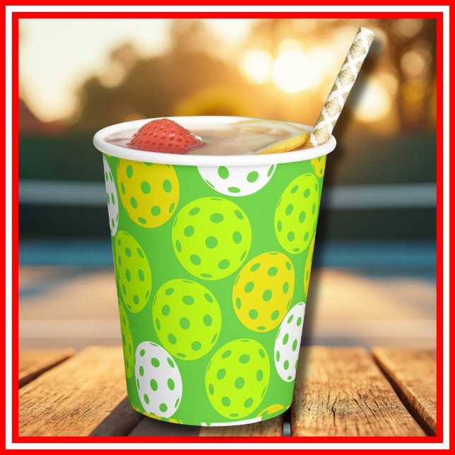 Pickleball Birthday Party Cute Green Sports Paper Cups (Pickleball Birthday Party Cute Green Sports Paper Cups)