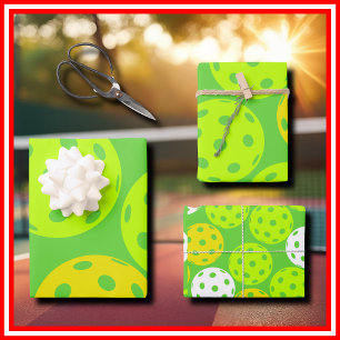 Pickleball Birthday Party Cute Green Sports Wrapping Paper Sheets