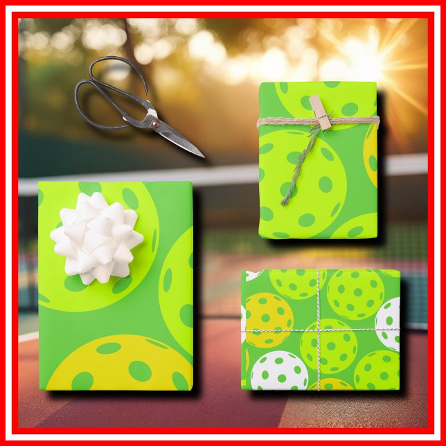 Pickleball Birthday Party Cute Green Sports Wrapping Paper Sheets (Pickleball Birthday Party Cute Green Sports Wrapping Paper Sheets)