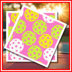 Pickleball Birthday Party Cute Pink Sports Napkins