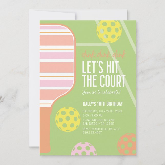 Pickleball Birthday Party Invitation • Dink Dink (Front)