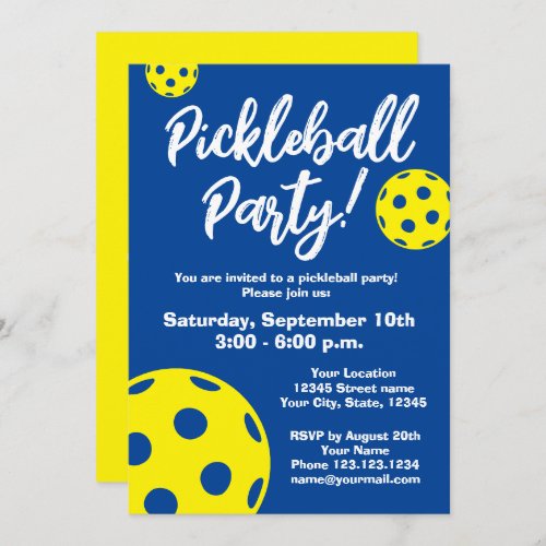 Pickleball Birthday party invitation template