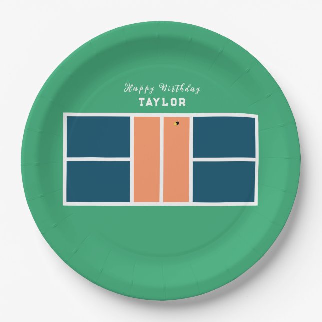 Pickleball Birthday Party Paper Plates (Front)