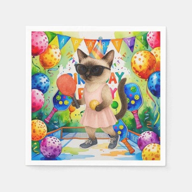 Pickleball Birthday Party themed for cat lovers Napkins (Front)