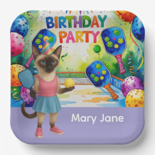 Pickleball Birthday Party themed for cat lovers Paper Plates