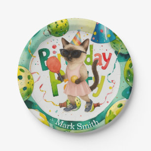 Pickleball Birthday Party themed for cat lovers Paper Plates