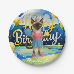 Pickleball Birthday Party themed for cat lovers Paper Plates