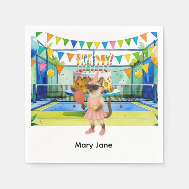 Pickleball Birthday Party themed Napkins (Front)