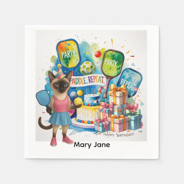 Pickleball Birthday Party themed Napkins (Front)