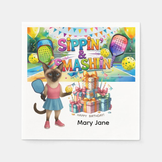 Pickleball Birthday Party themed Napkins (Front)