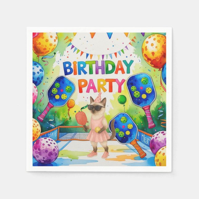 Pickleball Birthday Party themed Napkins (Front)