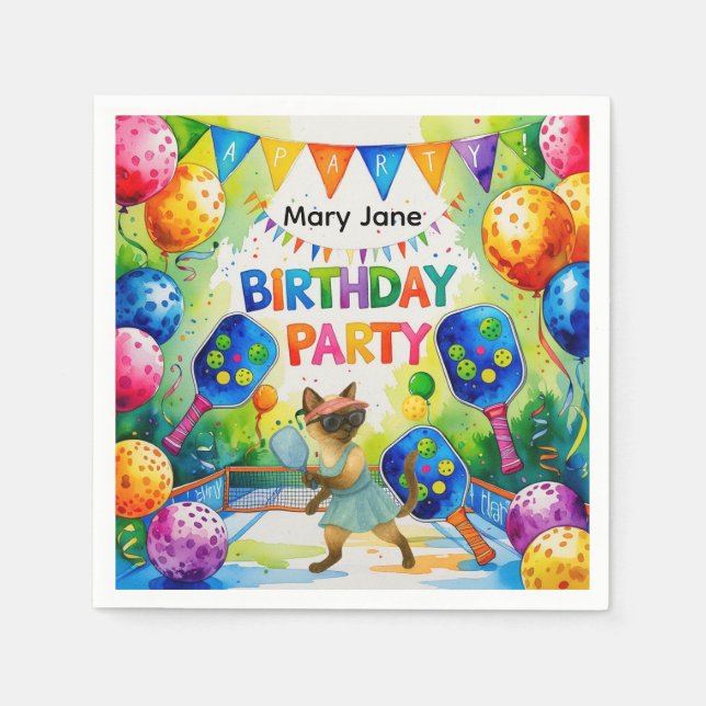 Pickleball Birthday Party themed Napkins (Front)