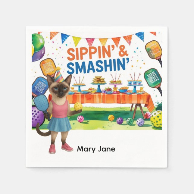 Pickleball Birthday Party themed Napkins (Front)