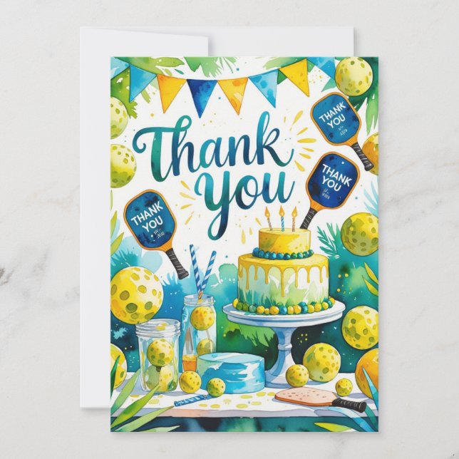 Pickleball birthday  thank you card (Front)