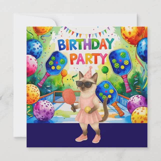 Pickleball birthday themed invitation (Front)