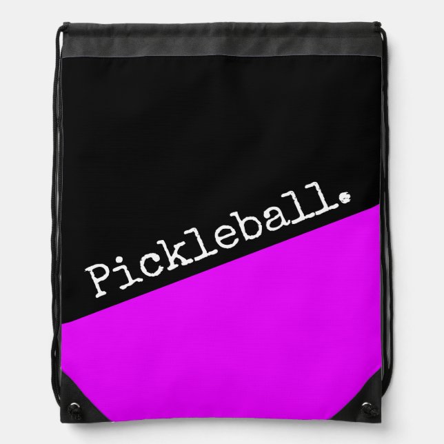 PICKLEBALL Black Tropical Pink Black Color Block Drawstring Bag (Front)