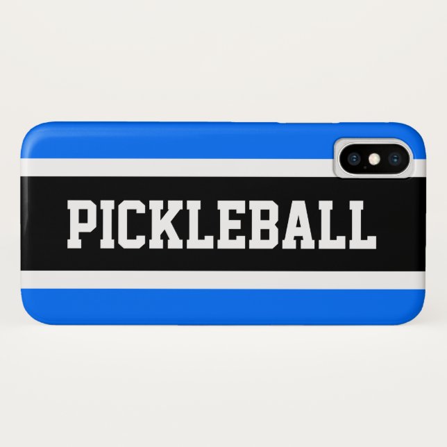 PICKLEBALL Black White Bright Blue Racing Stripes  Case-Mate iPhone Case (Back (Horizontal))