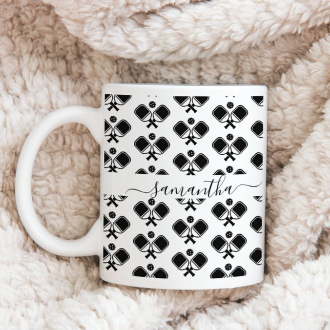 Pickleball Black & White Motif Mug (Creator Uploaded)