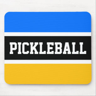 PICKLEBALL Blue Yellow Orange Black White Stripes Mouse Pad