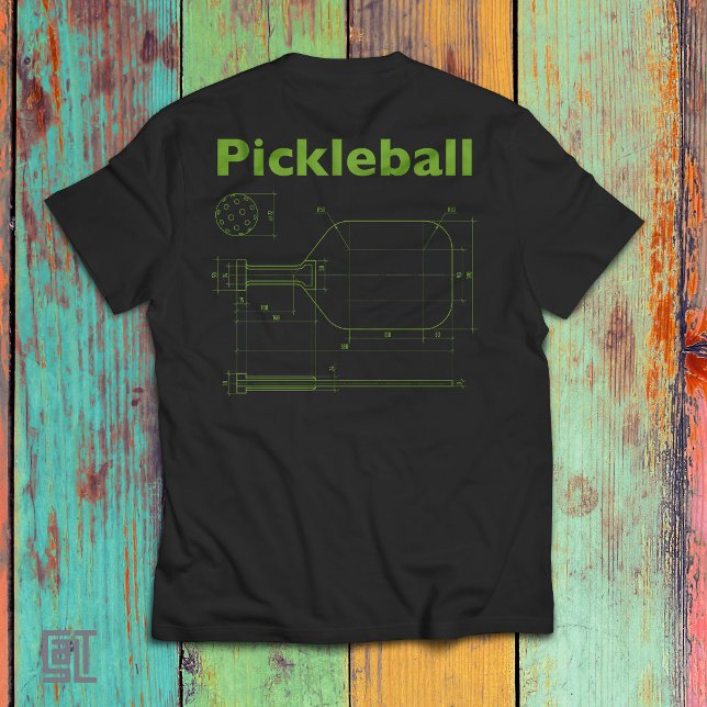 Pickleball Blueprint Paddle Design  Funny Retro T-Shirt (Creator Uploaded)