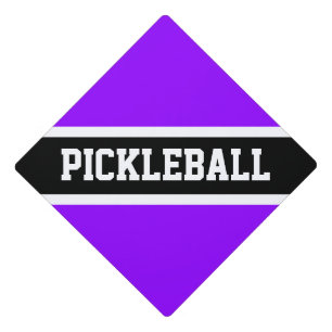 PICKLEBALL Bold Bright Purple Black White Stripes Graduation Cap Topper