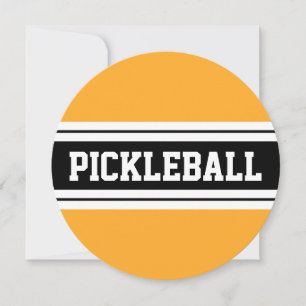 PICKLEBALL Bold Yellow Orange Black White Stripes Invitation