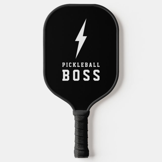Pickleball Boss Lightning Bolt and Monogram Paddle (Front)