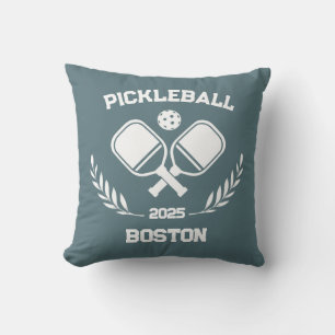 Pickleball Boston 2025 Custom Sage Blue Throw Pillow