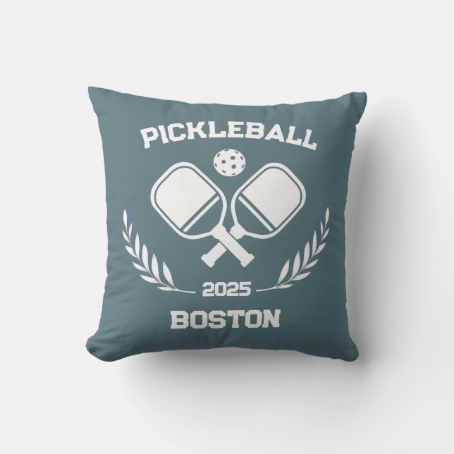 Pickleball Boston 2025 Custom Sage Blue Throw Pillow (Front)