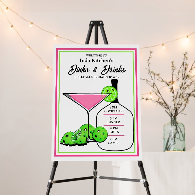 Pickleball Bridal Shower Dinks & Drinks Classic Foam Board (In Situ (Stand))