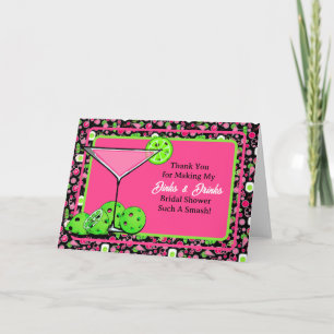 Pickleball Bridal Shower Dinks & Drinks Party Letterpress Thank You Card