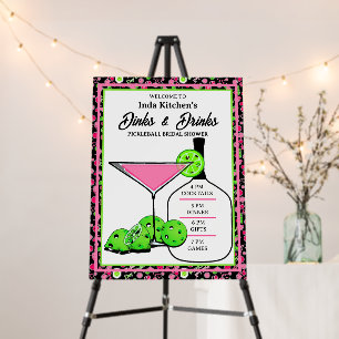 Pickleball Bridal Shower Dinks & Drinks Pink Cosmo Foam Board