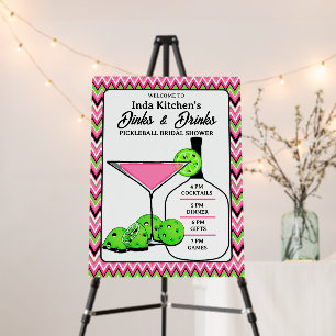 Pickleball Bridal Shower Dinks & Drinks Pink Green Foam Board