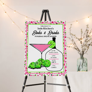 Pickleball Bridal Shower Dinks & Drinks Pink Green Foam Board
