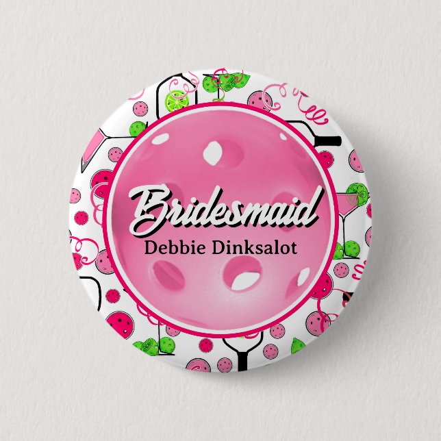 Pickleball Bridal Shower Personalized Swag Button (Front)