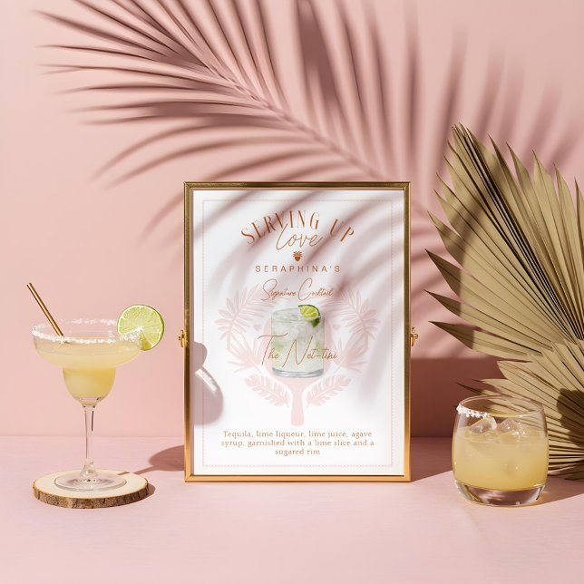 Pickleball Bridal Shower Watercolor Cocktail Drink Poster (Pickleball Bridal Shower Watercolor Cocktail Drink Poster)