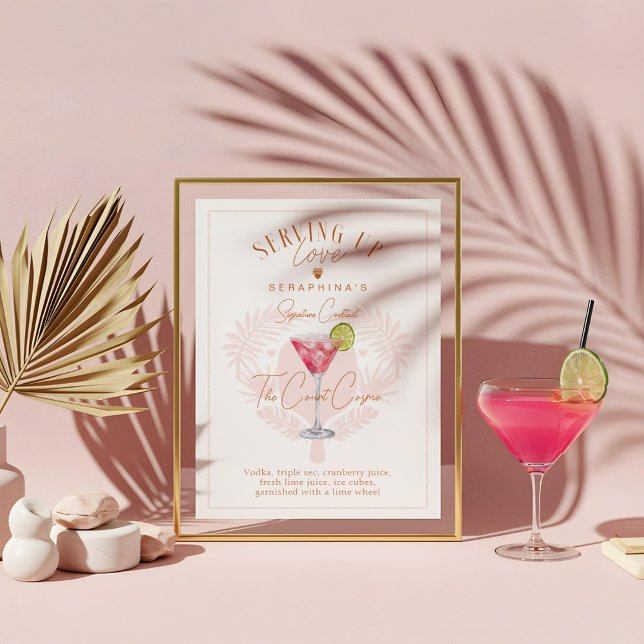 Pickleball Bridal Shower Watercolor Cocktail Drink Poster (Pickleball Bridal Shower Watercolor Cocktail Drink Poster)