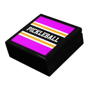 PICKLEBALL Bright Pink Orange Black Racing Stripes Gift Box