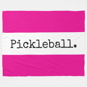 PICKLEBALL Bright Pink White Stripes Retro Text Fleece Blanket