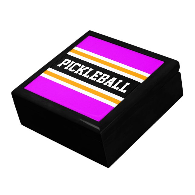 PICKLEBALL Bright Pink Yellow Black Racing Stripes Gift Box (Side)